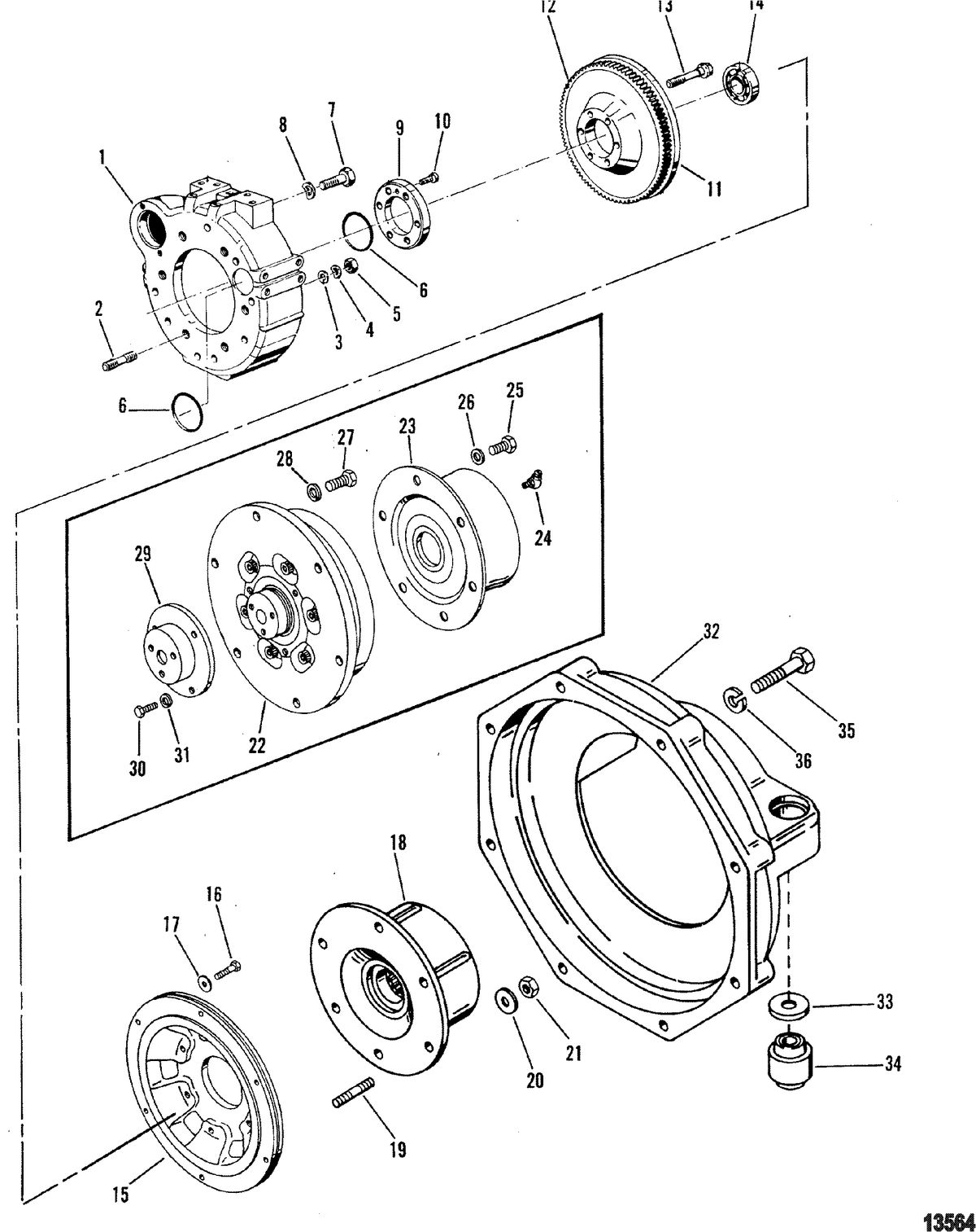 MERCRUISER 530 D-TA / 636 D -TA D183 TURBO AC/D219AC Flywheel Housing(Sterndrive)