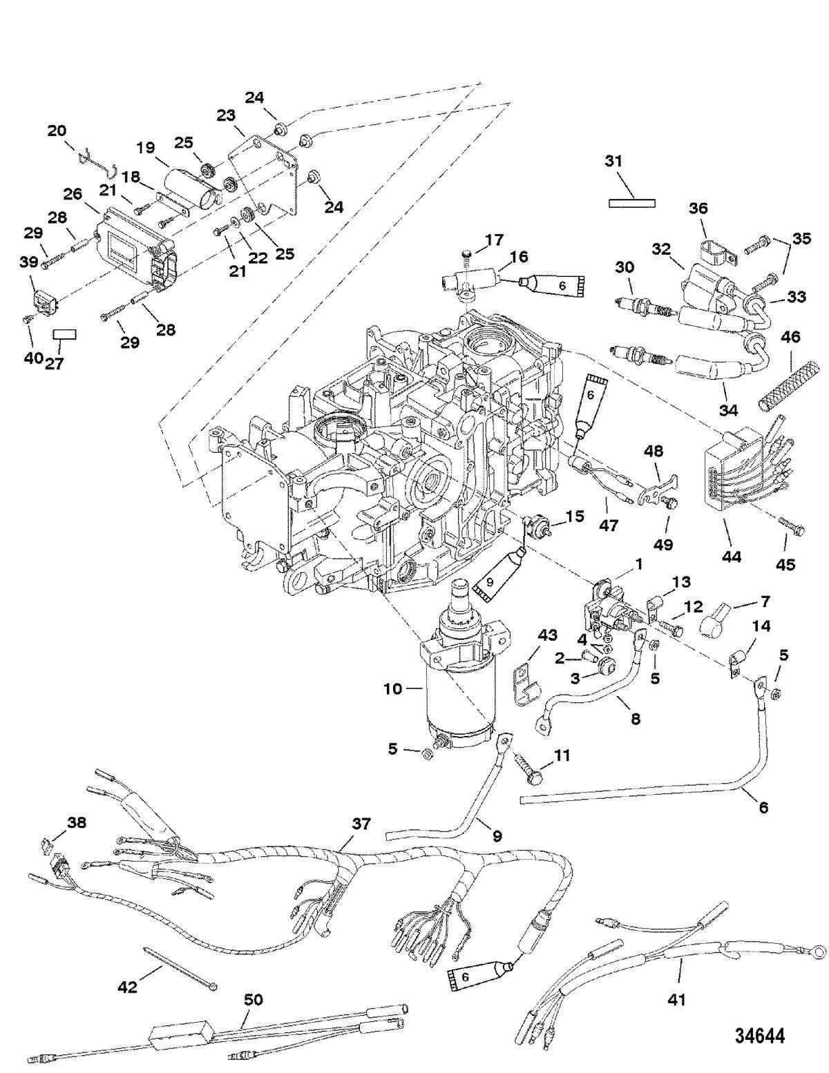 MERCURY/MARINER 25 (4-STROKE) Electrical Components(S/N-0G960499 and Below)