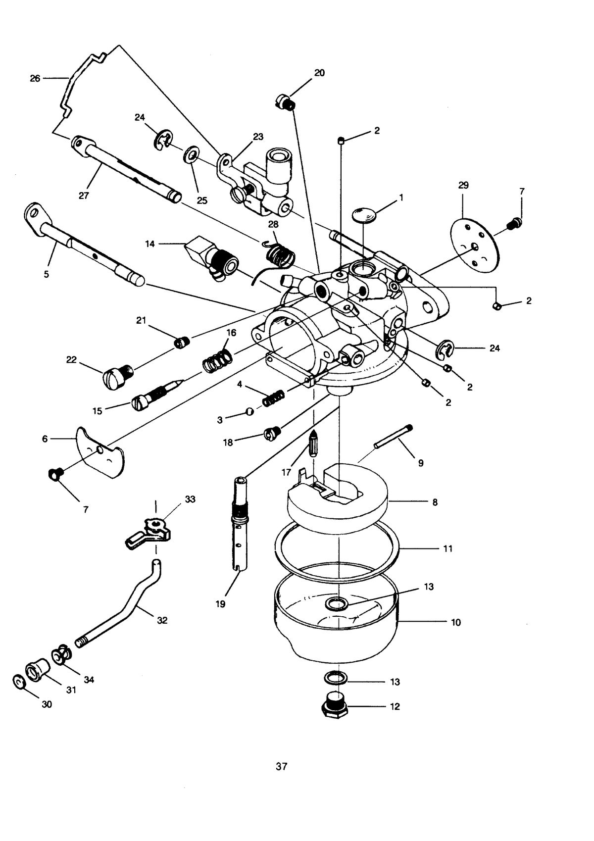SEARS 15 H.P. LONG SHAFT 20" LEG OUTBOARD MOTOR Carburetor