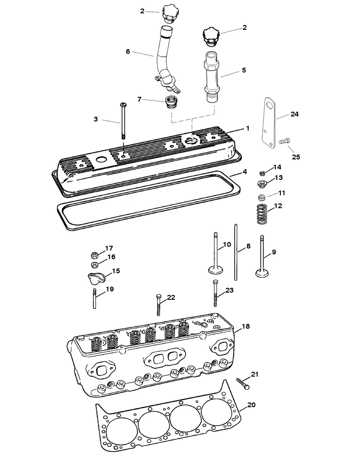 MERCRUISER 350 MAGNUM TBI TOURN SKI CYLINDER HEAD AND ROCKER COVER