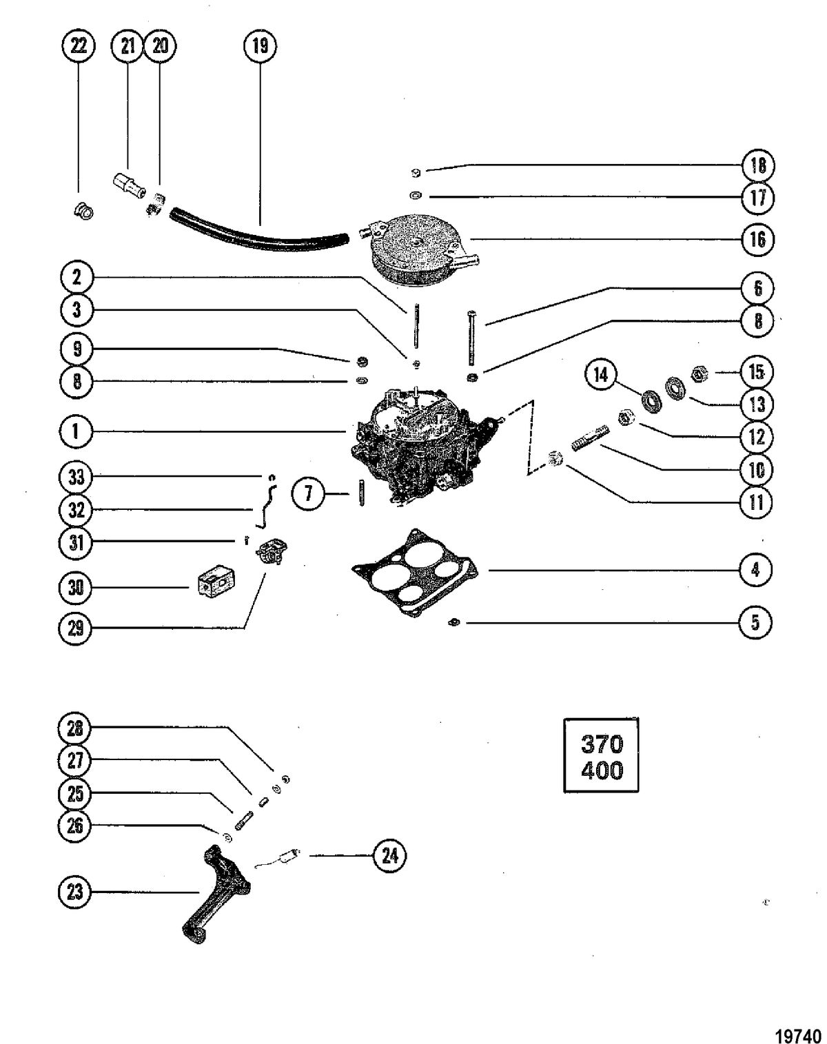 MERCRUISER 370/400/440/460 CYCLONE TRS ENGINE Carburetor and Automatic Choke(370/400)