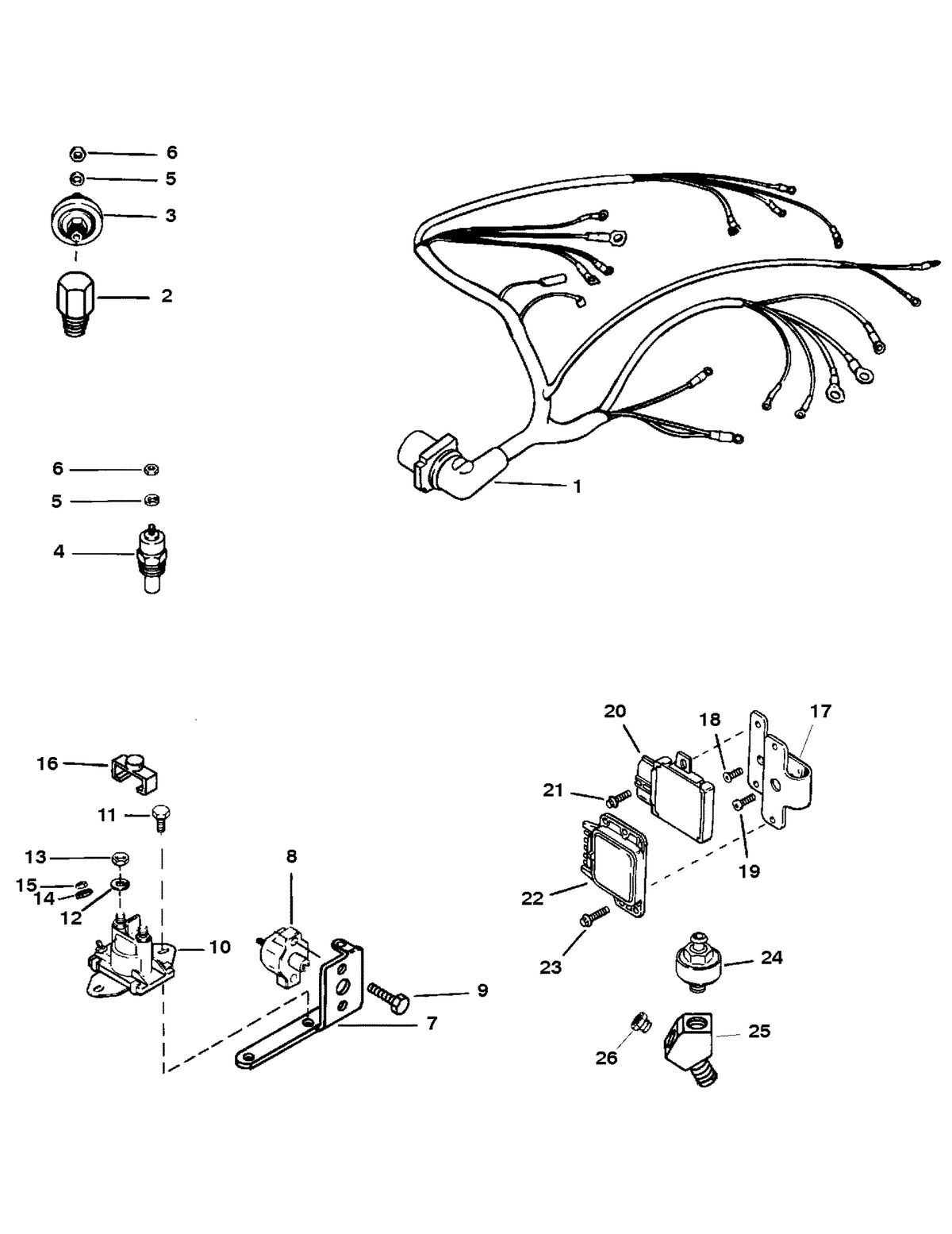 MERCRUISER 350 MAG TOURNAMENT SKI (CARB) WIRING HARNESS & ELECTRICAL COMPONENTS (THUNDERBOLT V)