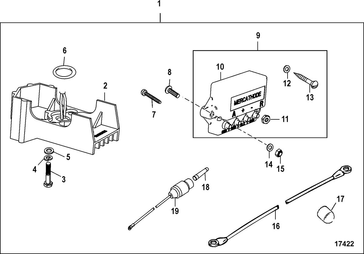 ACCESSORIES FUEL/OIL TANKS, LINES, FILTER KITS AND CORROSION Mercathode Kit (98869A14)