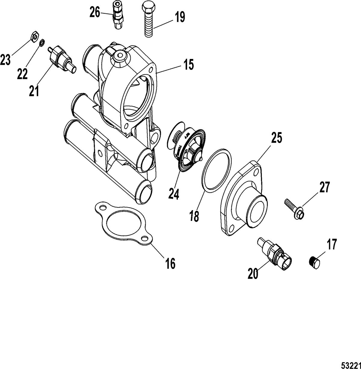 MERCRUISER 357 HORIZON INBOARD REMAN THERMOSTAT AND HOUSING
