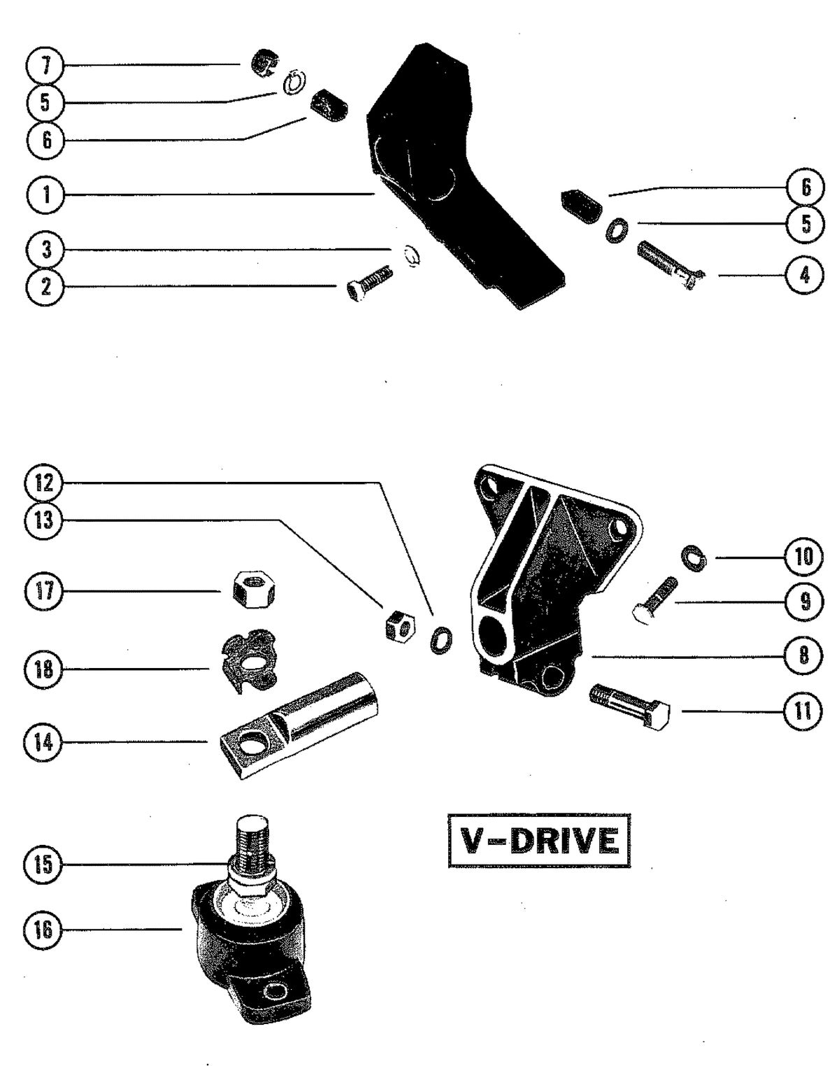 MERCRUISER 898 (STERN DRIVE) 198 (INBOARD) ENGINE TRANSMISSION AND ENGINE MOUNTING (V-DRIVE)