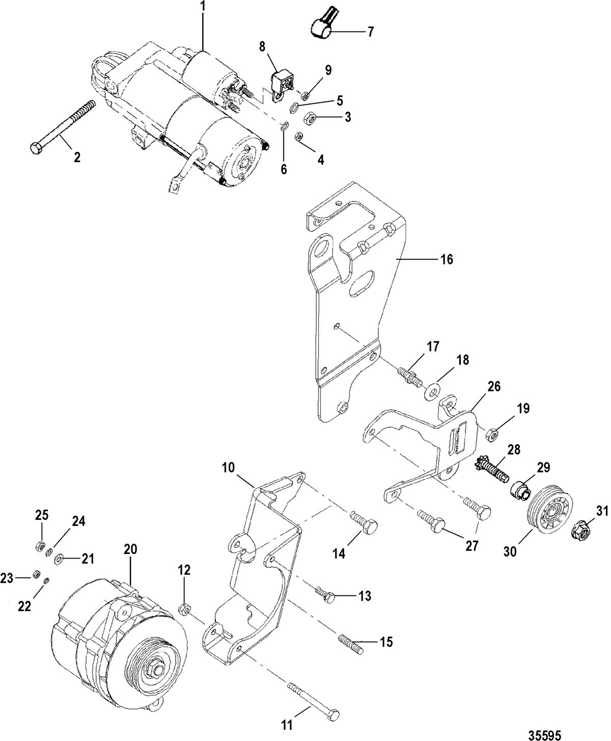 MERCRUISER 7.4L MPI BRAVO L29 (GEN VI) ALTERNATOR AND STARTER(MANDO)