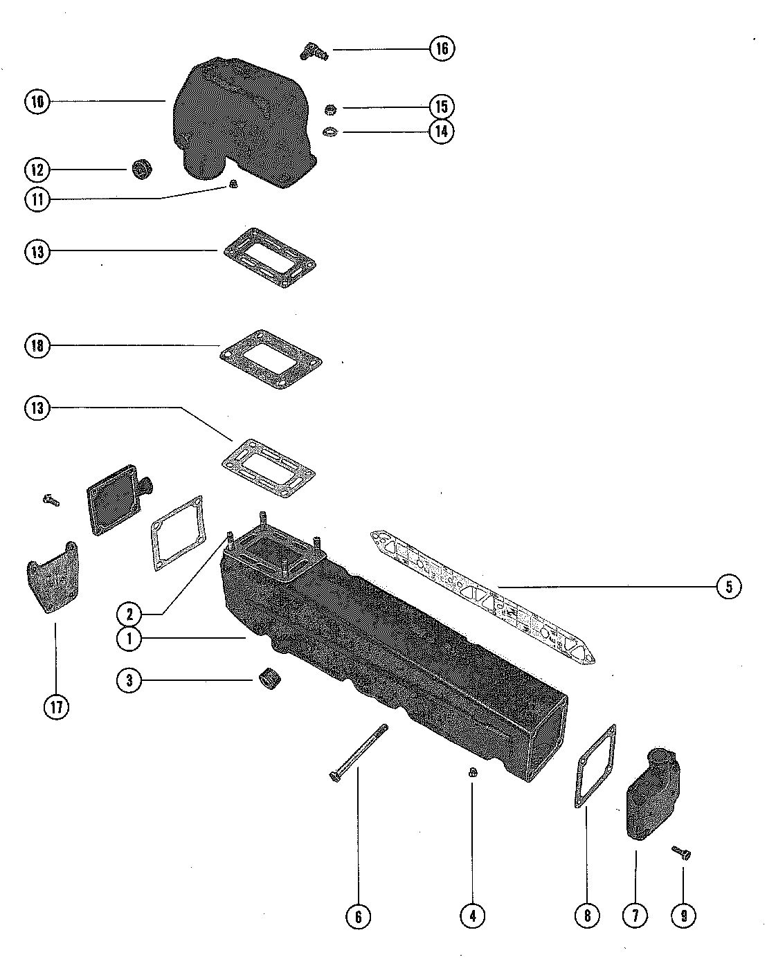 MERCRUISER 250 ENGINE EXHAUST MANIFOLD AND EXHAUST ELBOW