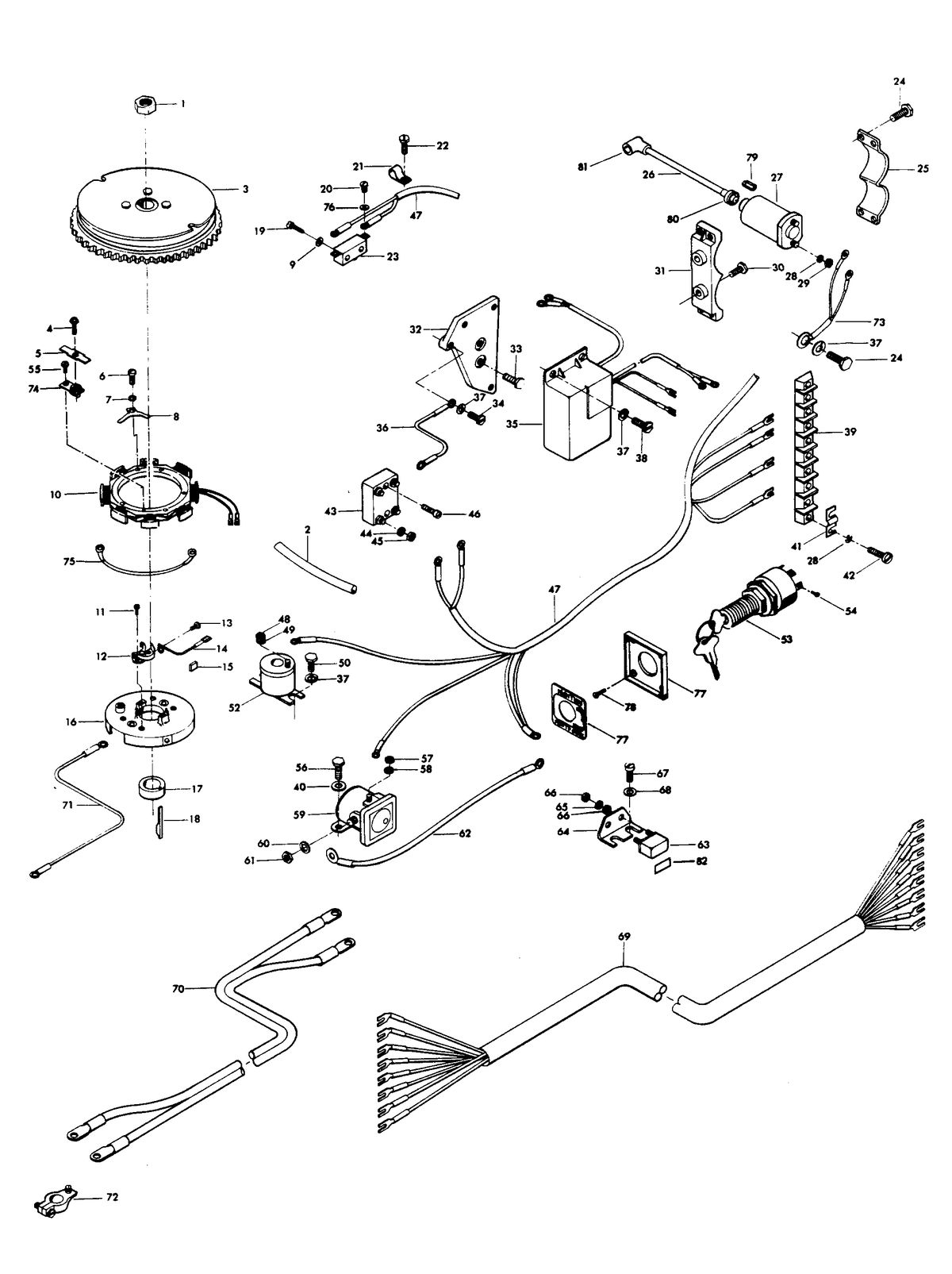 CHRYSLER 45 H.P. ALTERNATOR AND ELECTRICAL COMPONENTS FOR MAGPWR MDL 458, 459