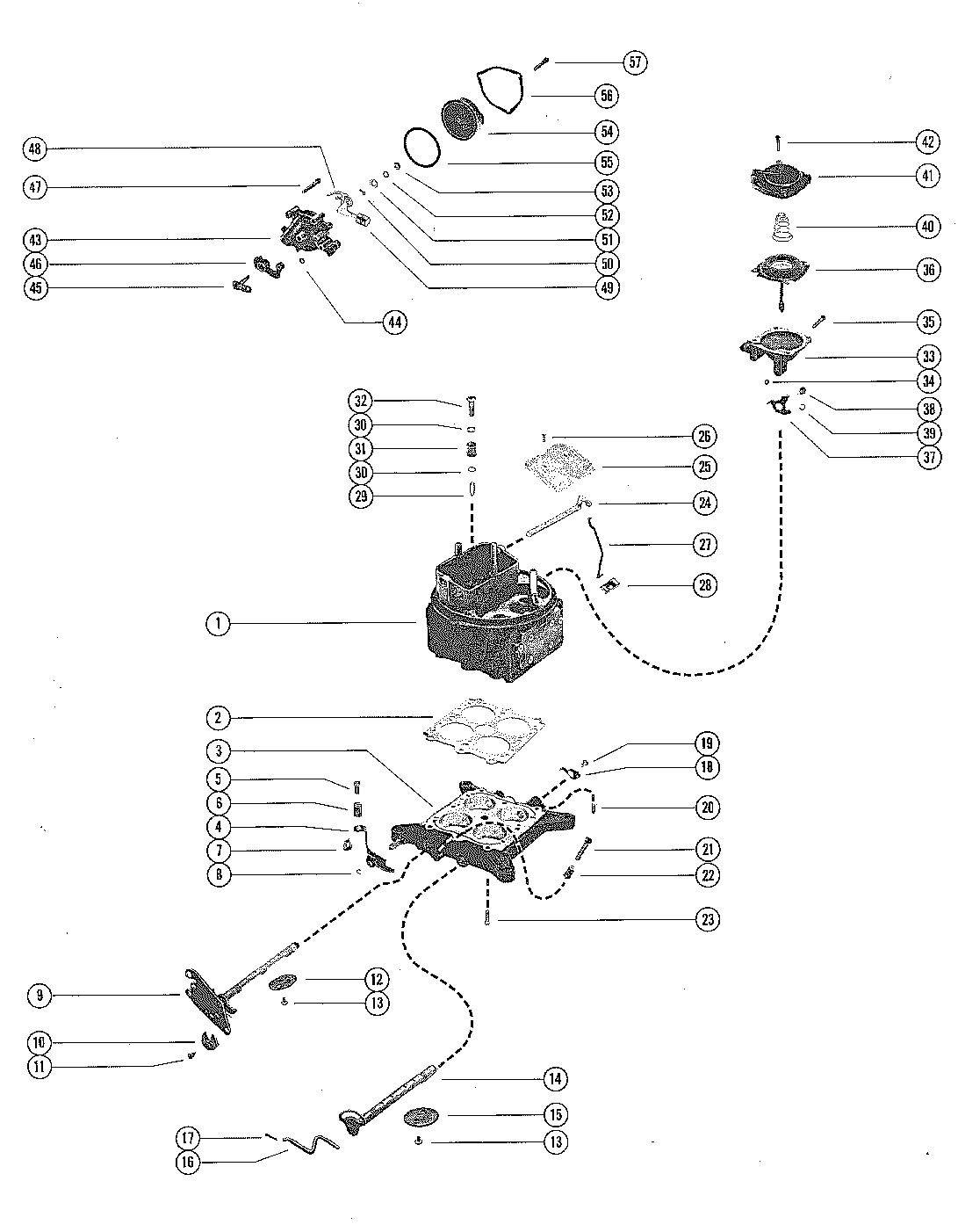 MERCRUISER 255 ENGINE CARBURETOR ASSEMBLY (PAGE 1)
