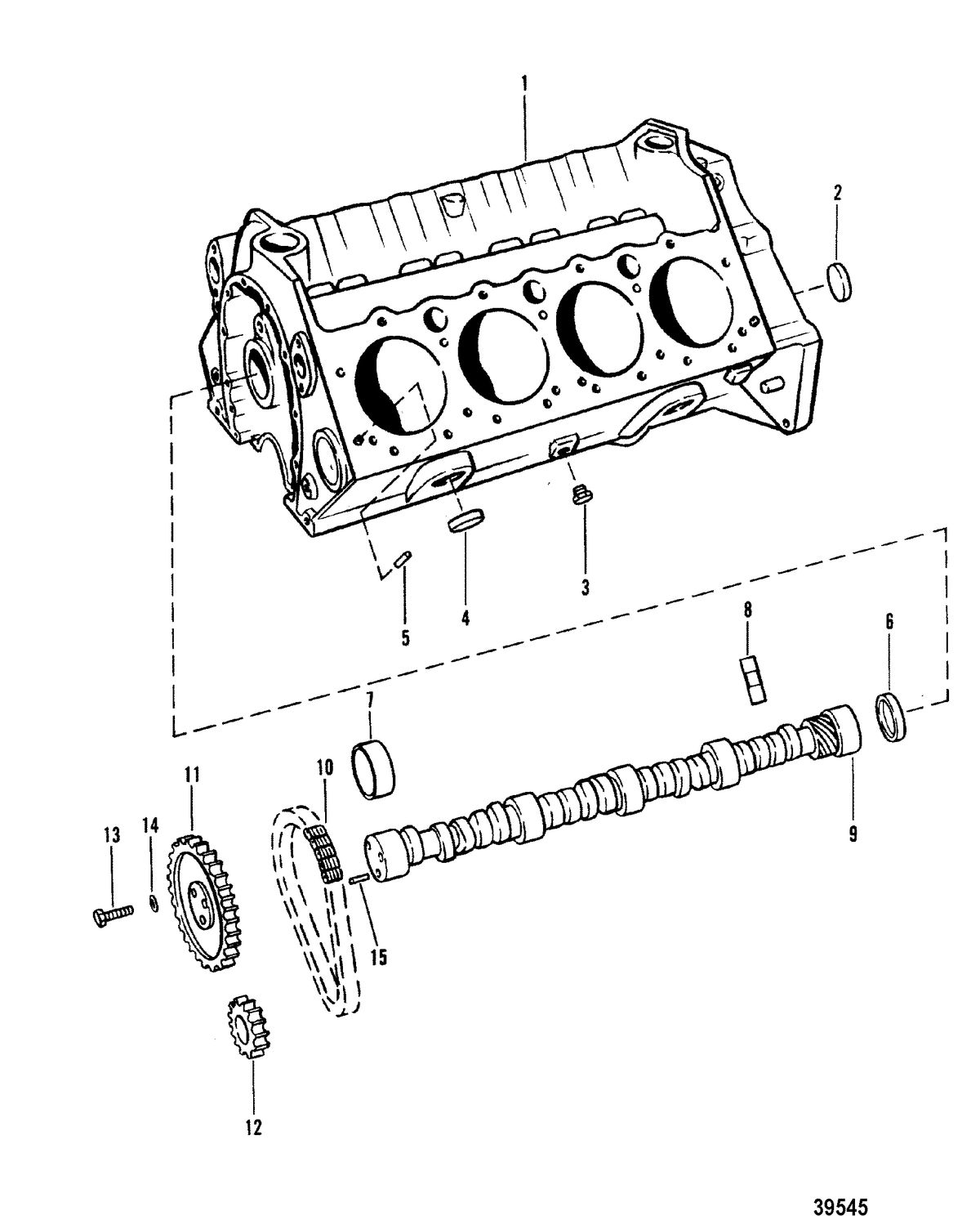 MERCRUISER 898/200/228/230/260 HP R/MR/ALPHA ONE CYLINDER BLOCK AND CAMSHAFT