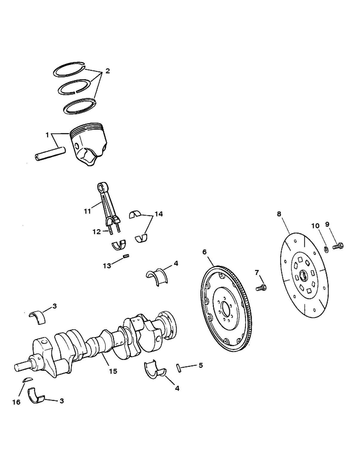 MERCRUISER 350 MAGNUM EFI TOURNAMENT SKI CRANKSHAFT, PISTONS AND CONN. RODS