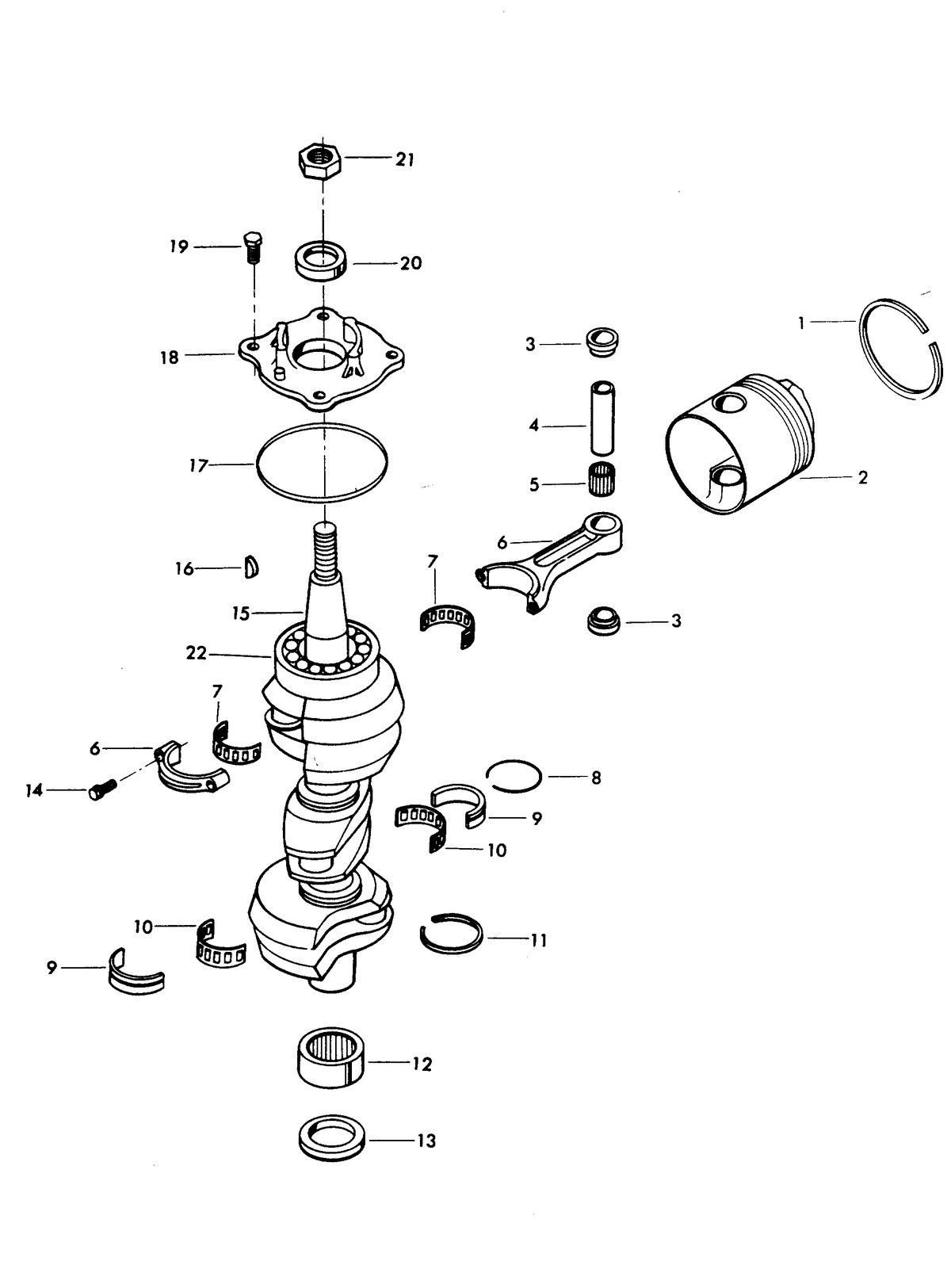 CHRYSLER 85 H.P. CHARGER CRANKSHAFT AND PISTON GROUP