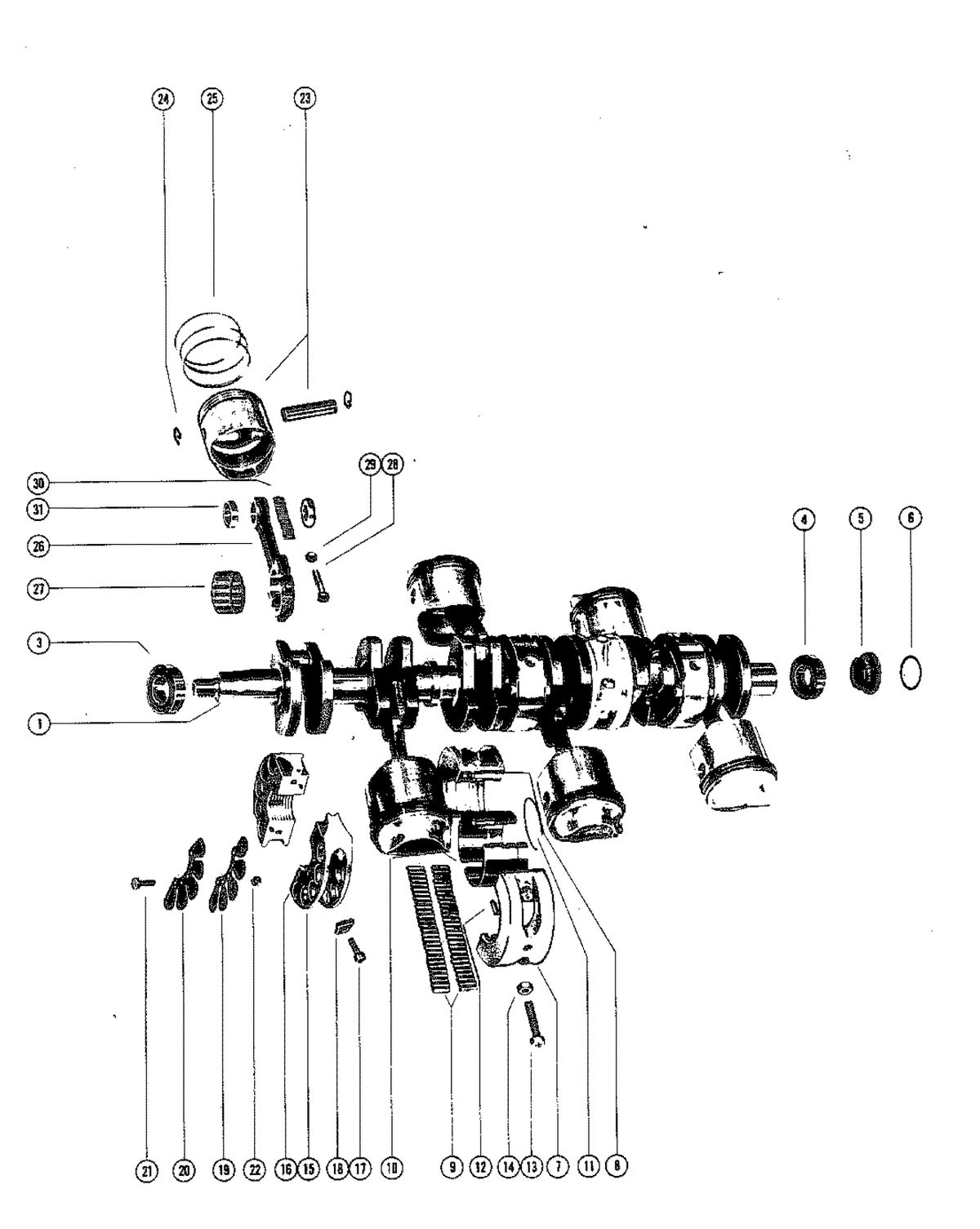 MERCURY MERC 90 CRANKSHAFT, PISTONS AND CONNECTING RODS