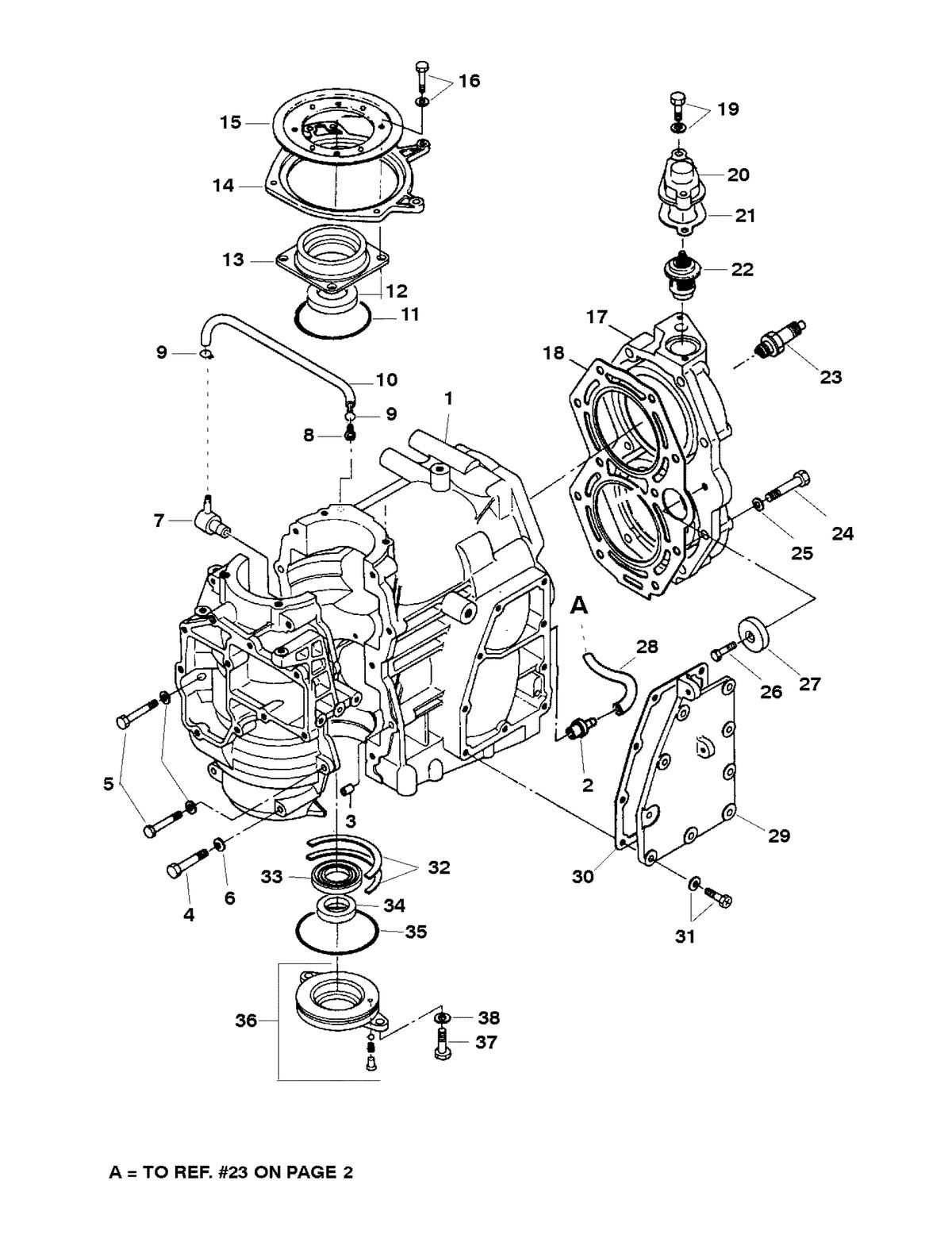 MARINER 30 H.P. (2 CYL./430 CC) CYLINDER BLOCK