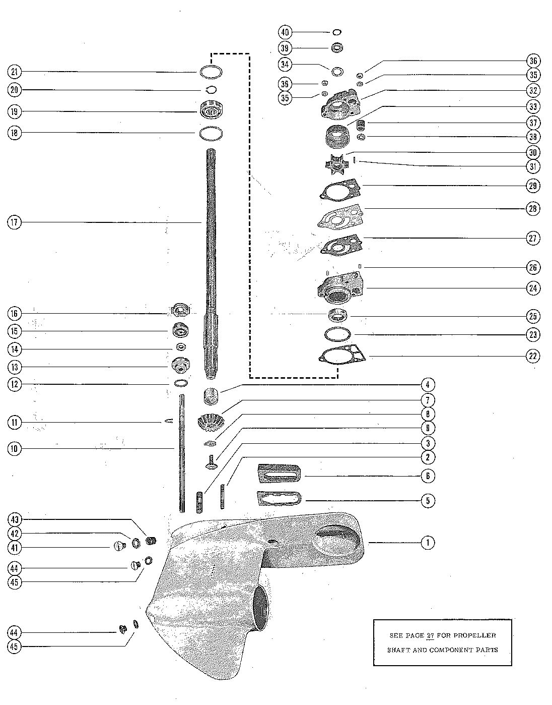 MERCURY MERC 350 GEAR HOUSING ASSEMBLY, COMPLETE (PAGE 1)