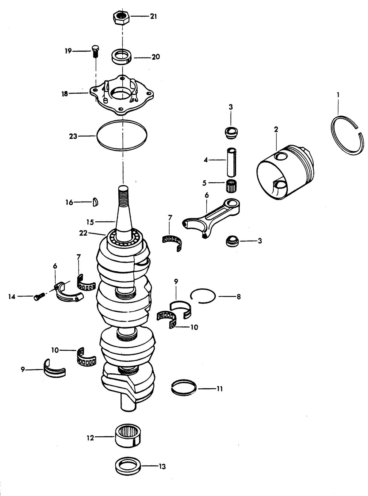CHRYSLER 140 H.P. CHARGER CRANKSHAFT AND PISTON GROUP