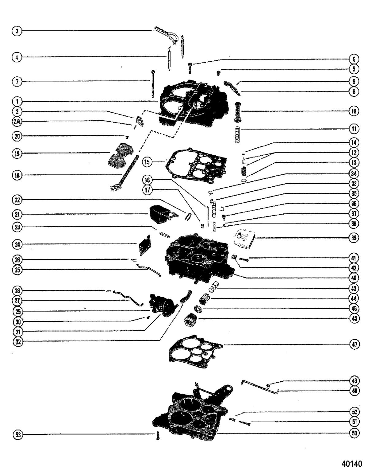MERCRUISER 260 ENGINE (G.M.) CARBURETOR ASSEMBLY, COMPLETE (With Sight Glass)