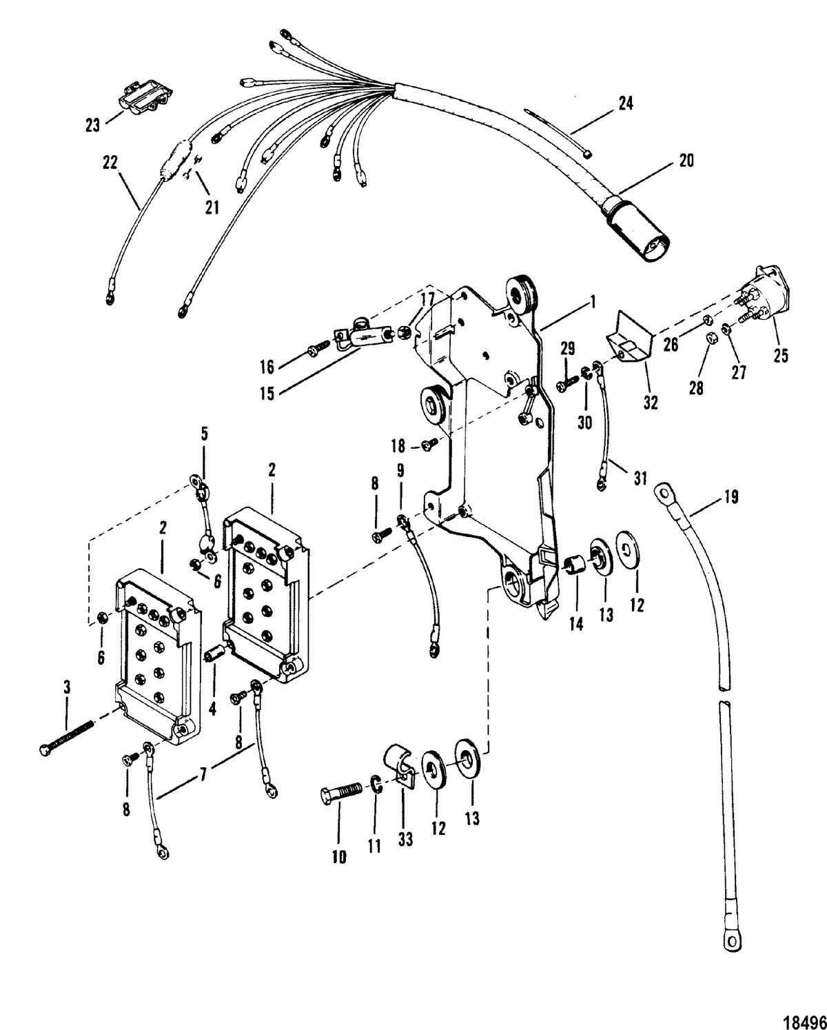 MERCURY/MARINER 175 H.P. (V-6) Wiring Harness/Starter Solenoid