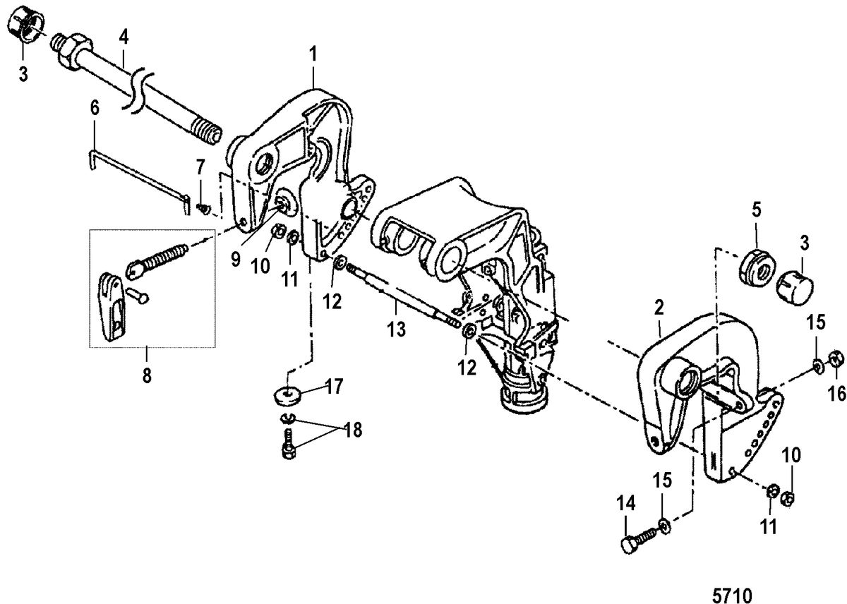 MERCURY/MARINER 15/18 HP (2 CYLINDER) INTERNATIONAL Clamp Bracket