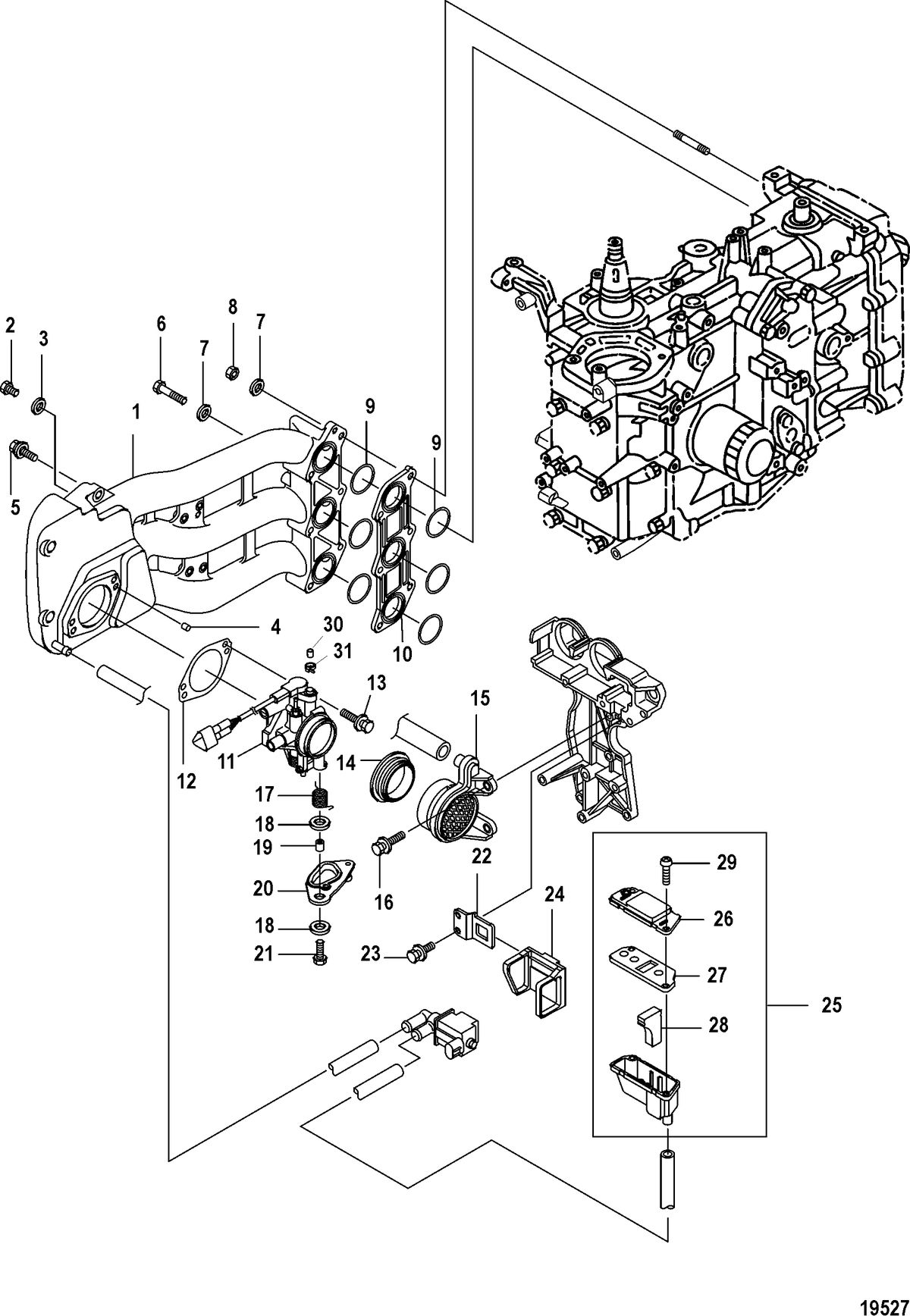 MERCURY/MARINER 25/30/JET 25 EFI/3 CYLINDER  4-STROKE Intake Manifold