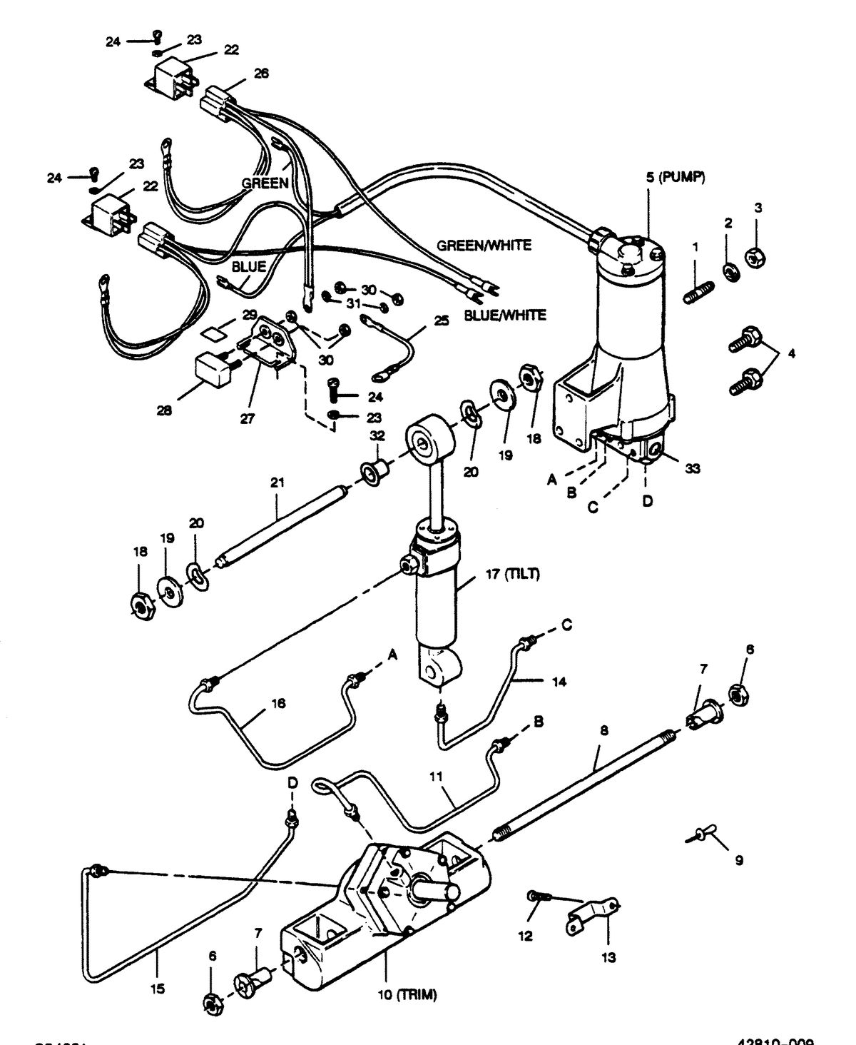 FORCE FORCE 1989 125 H.P. "B" MODELS POWER TRIM UNIT