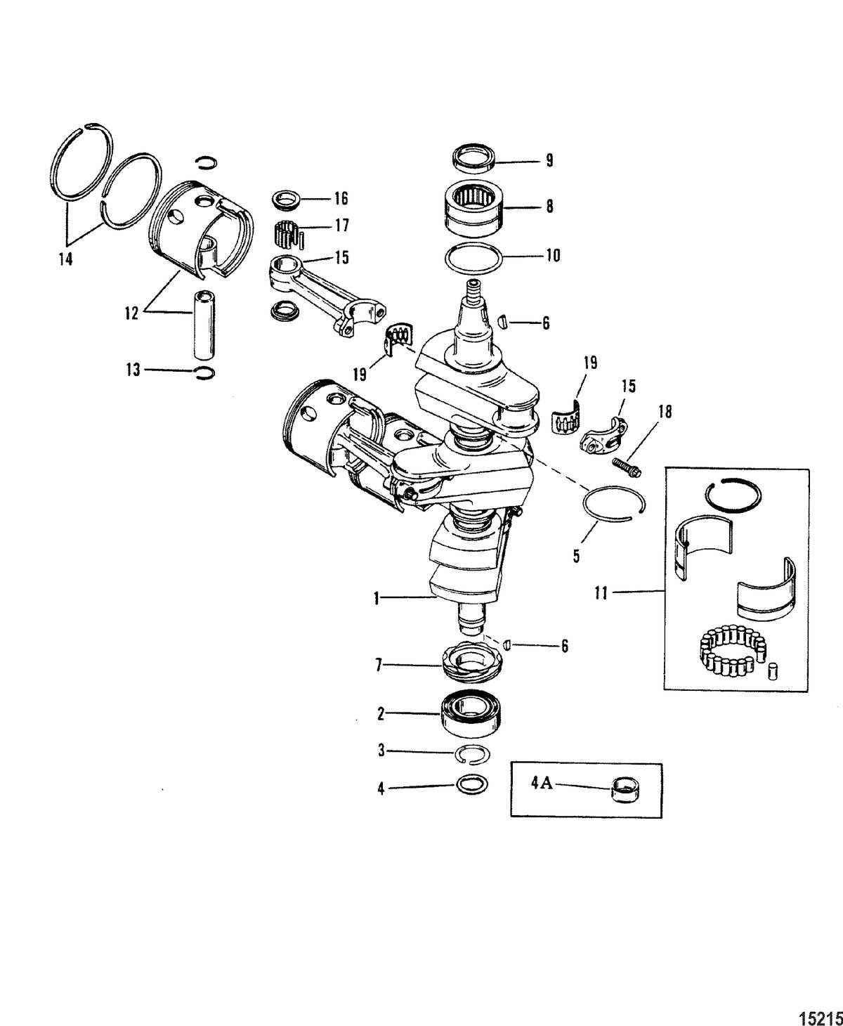MERCURY/MARINER 75/90 HP (3 CYLINDER) Crankshaft, Pistons And Connecting Rods (#638-8532-1)