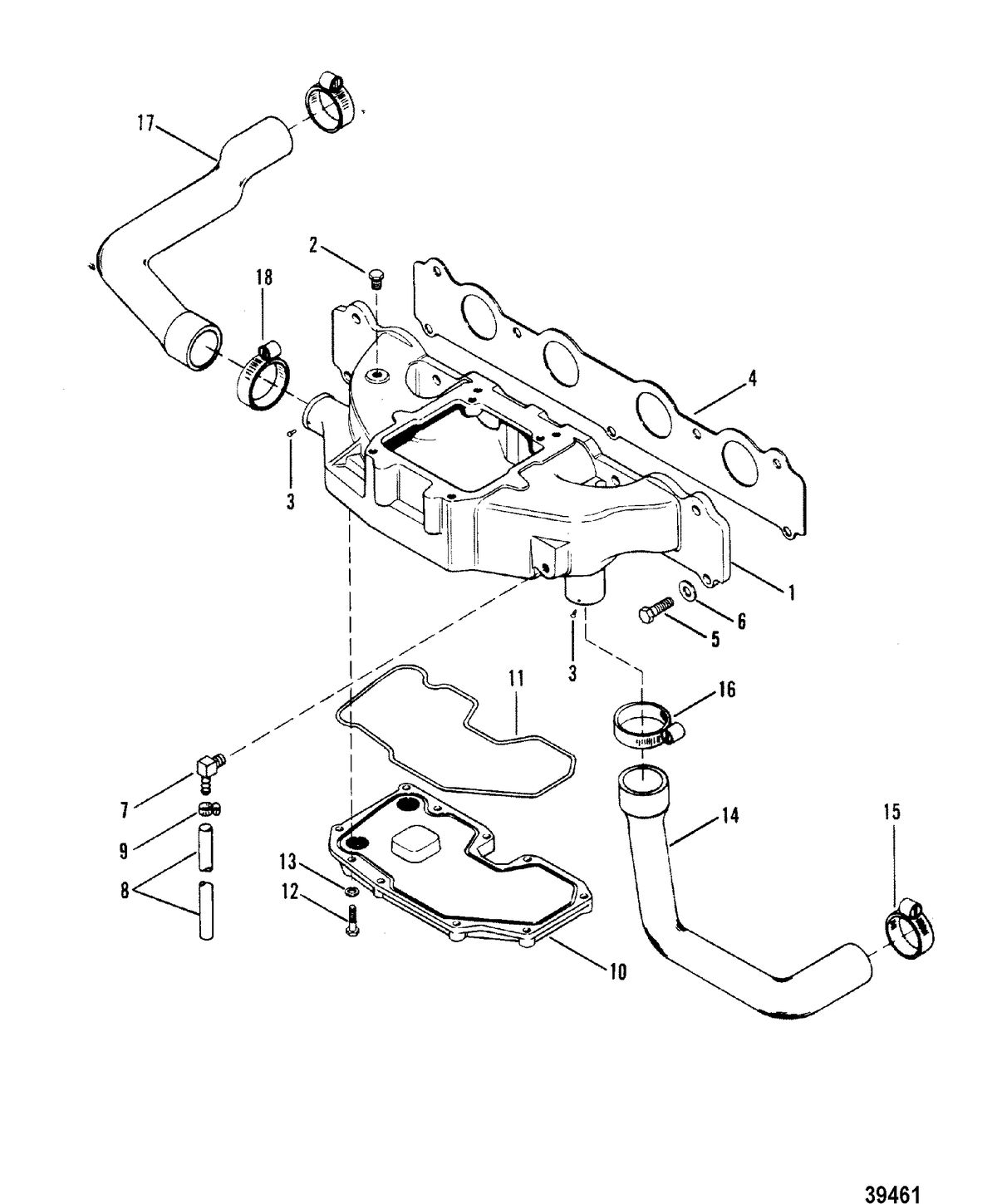 MERCRUISER 165 HP - 3.7L/170 HP/180 HP-3.7 L/LX/190 HP INTAKE MANIFOLD(180-190-3.7L/LX)