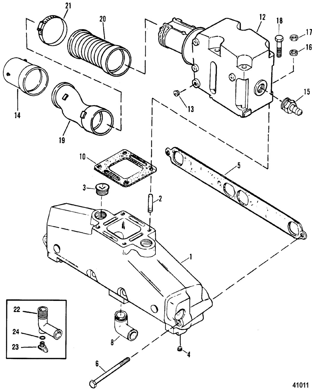 MERCRUISER 5.7L COMPETITION SKI ENGINE Exhaust Manifold & Exhaust Elbow