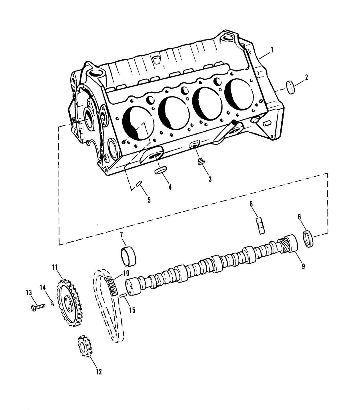 MERCRUISER 5.7 LITRE COMPETITION SKI ENGINE CYLINDER BLOCK AND CAMSHAFT