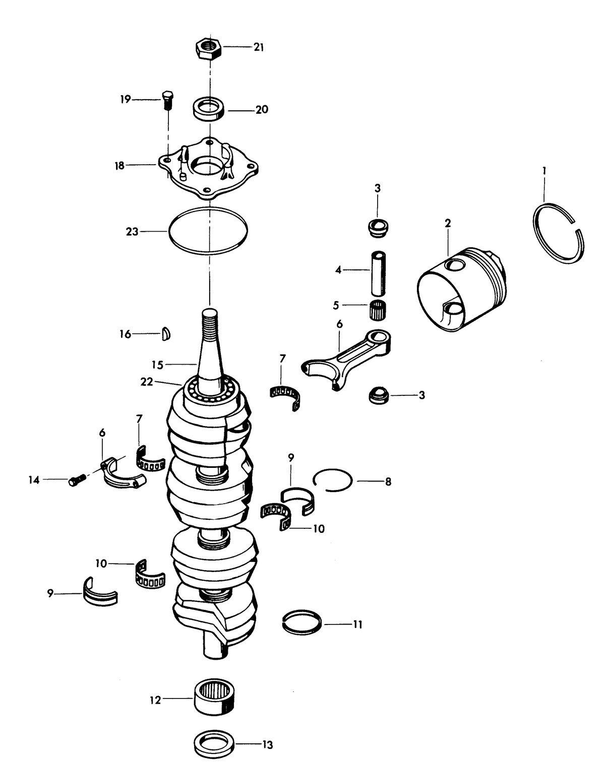 CHRYSLER 115 H.P. TWIN CRANKSHAFT AND PISTON GROUP