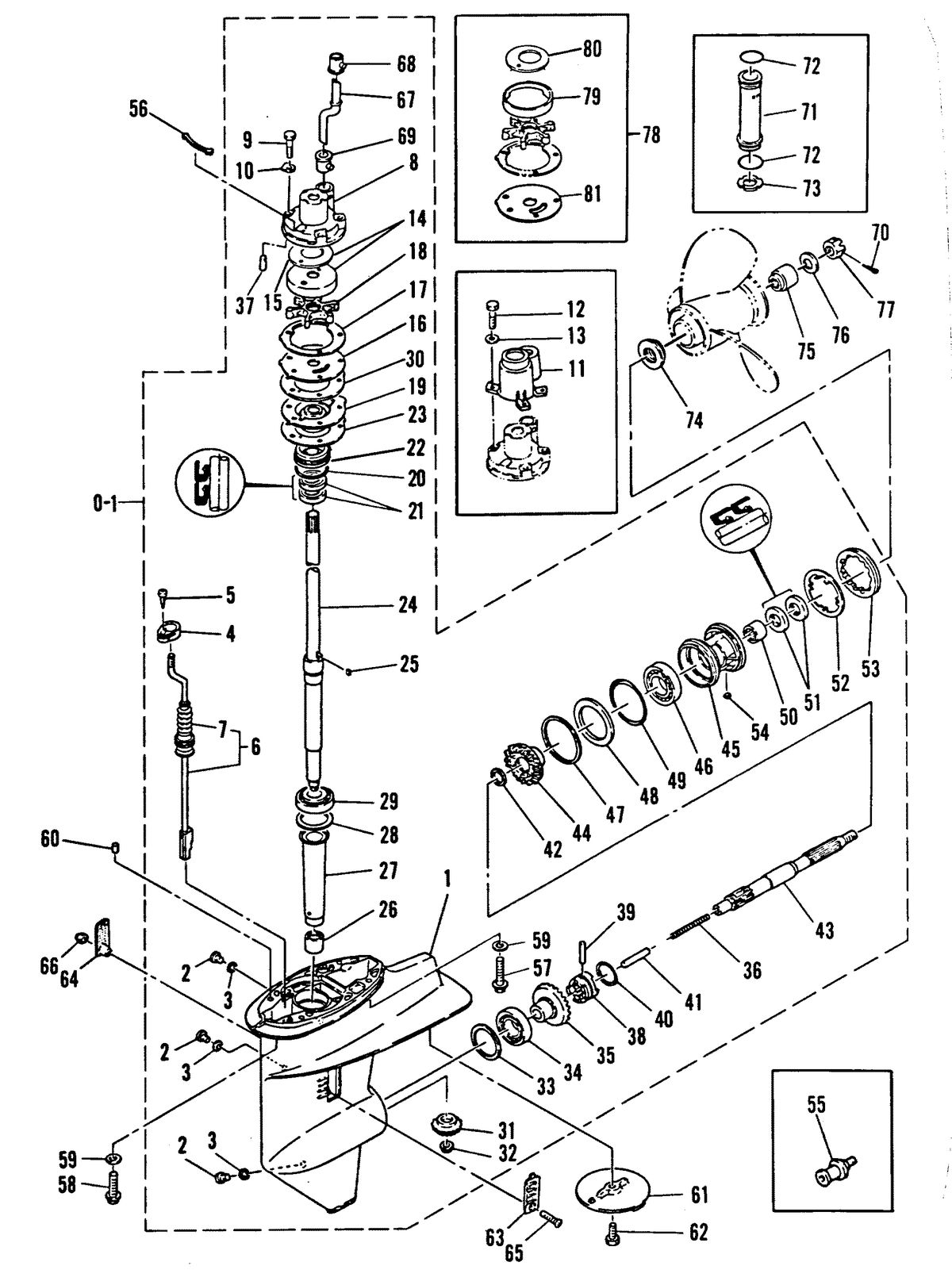 MARINER 30 HP GEAR HOUSING ASSEMBLY