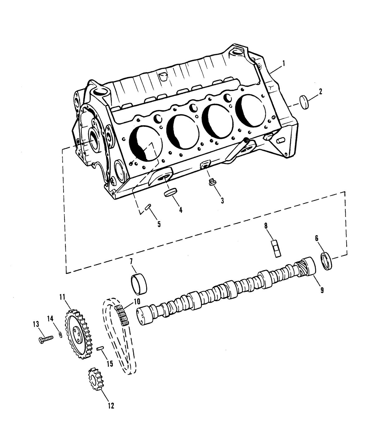 MERCRUISER 300 TEMPEST (MR/TR) ENGINE CYLINDER BLOCK AND CAMSHAFT