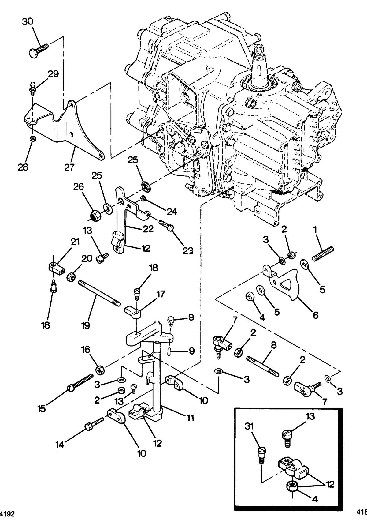 FORCE FORCE 1988 50 H.P. "A" MODELS SHIFT AND THROTTLE LINKAGE