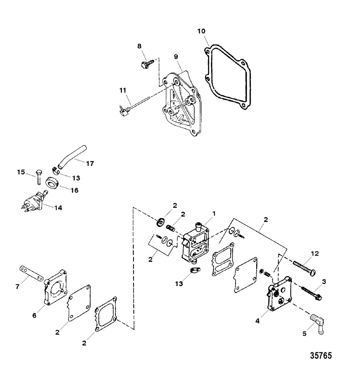 FORCE FORCE 40/50 H.P. (1998-1999) Fuel Pump Assembly and Components