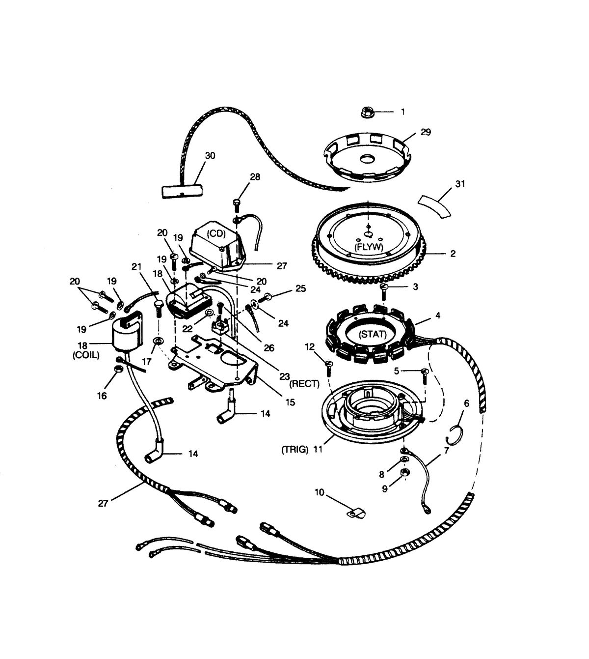 FORCE FORCE 1991 35 H.P. "A" MODELS IGNITION COMPONENTS