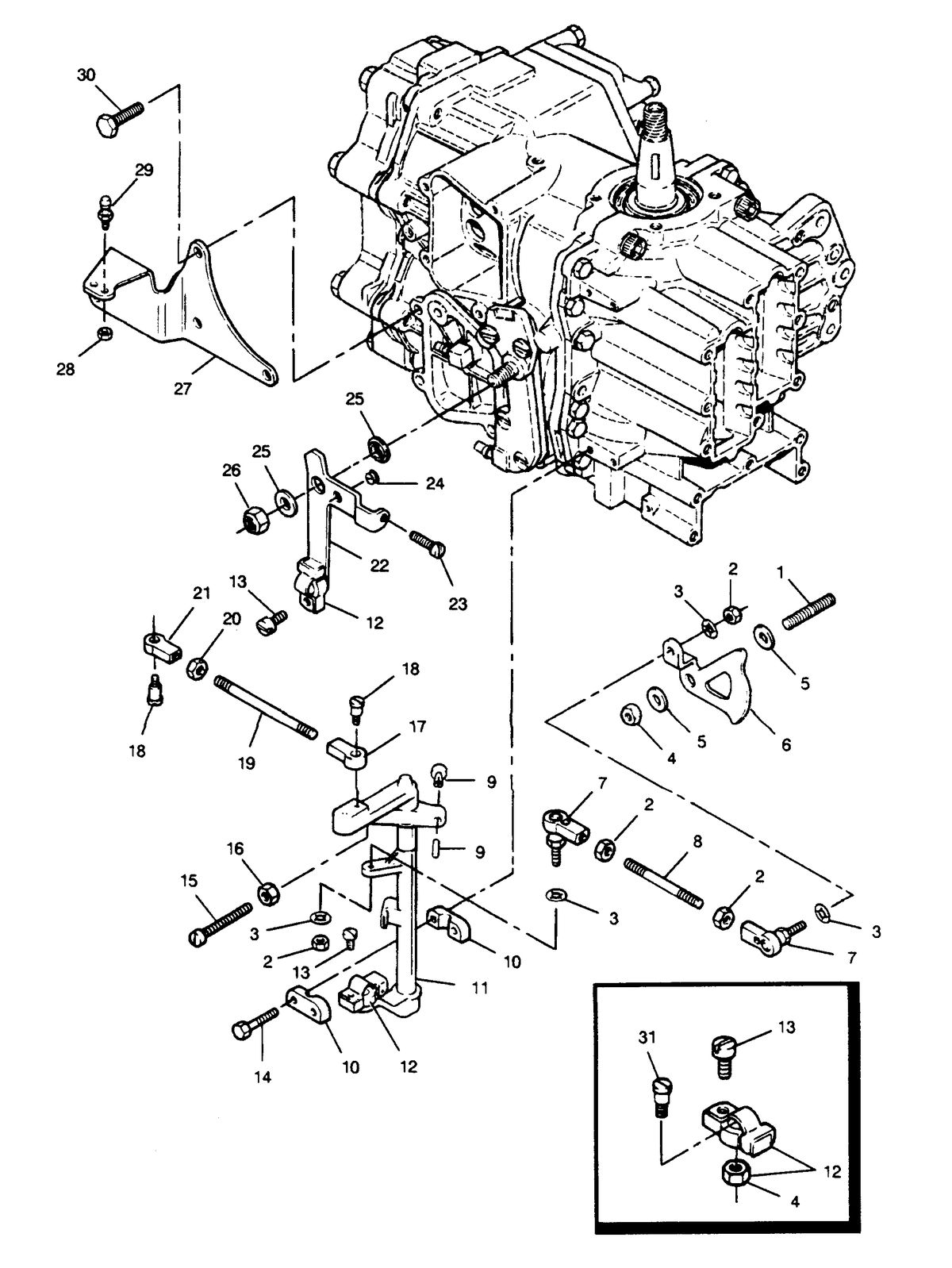 FORCE FORCE 1990 50 H.P. "A" MODELS SHIFT AND THROTTLE LINKAGE