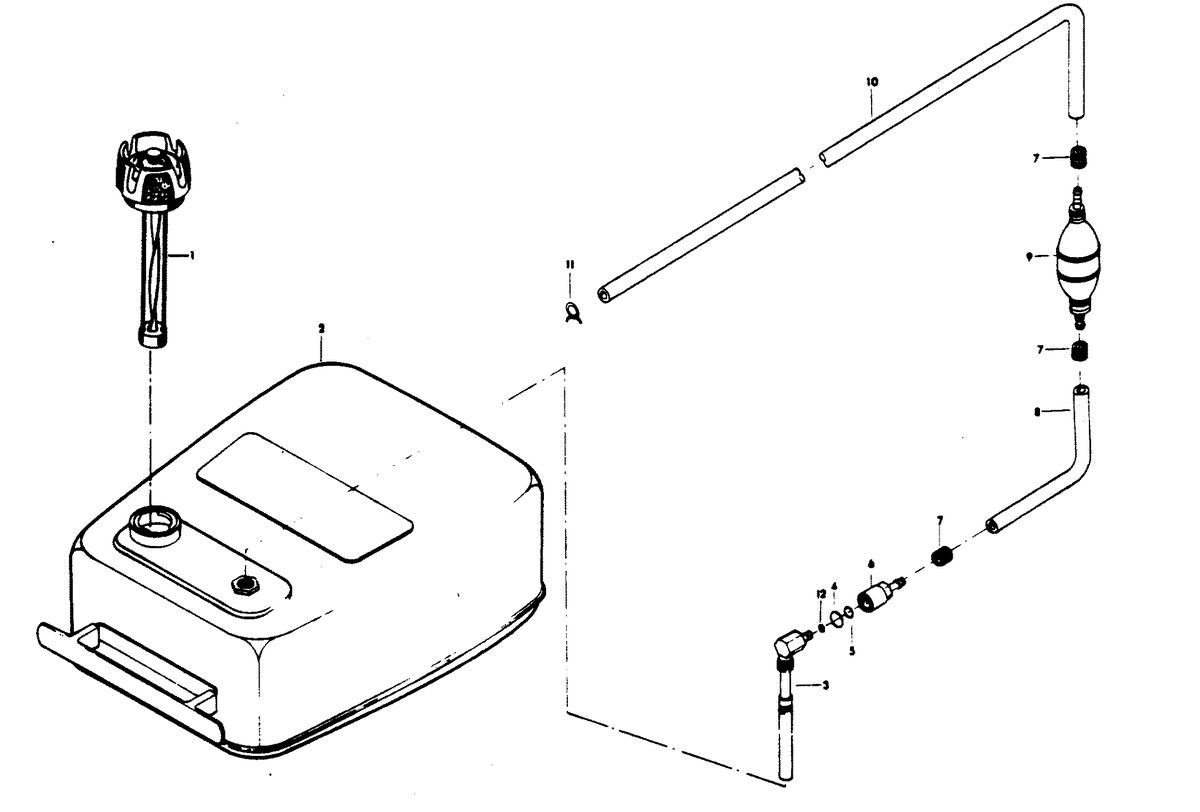 CHRYSLER 70 HP SKIER FUEL TANK AND LINE