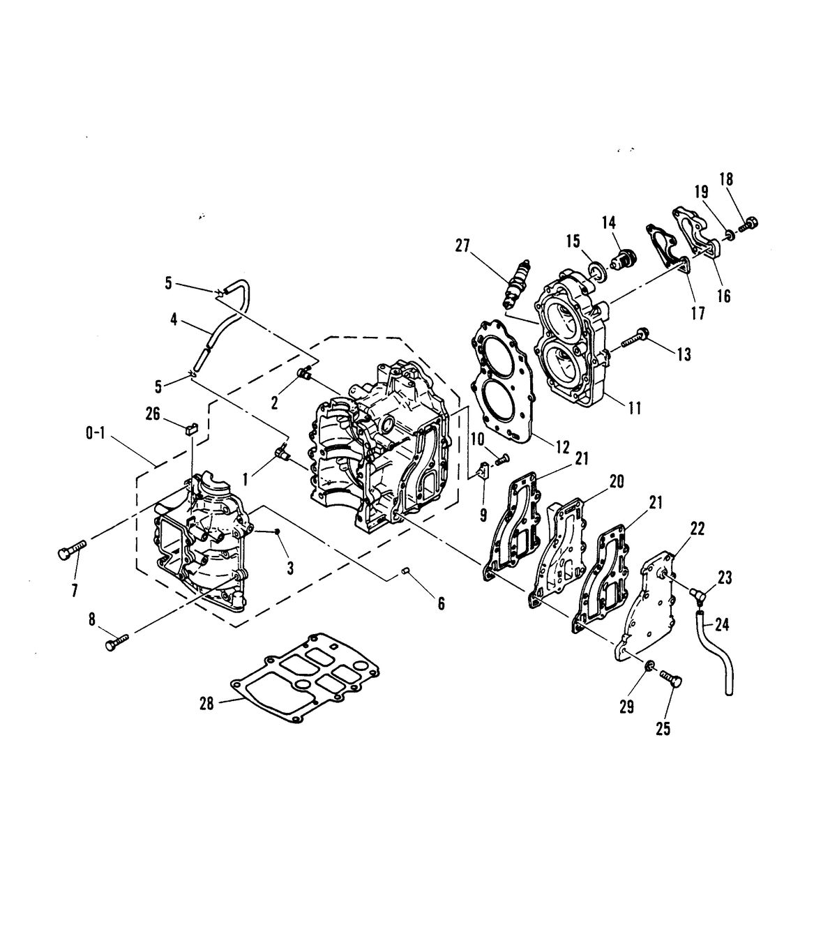 MARINER 9.9 H.P. CRANKCASE AND CYLINDER HEAD