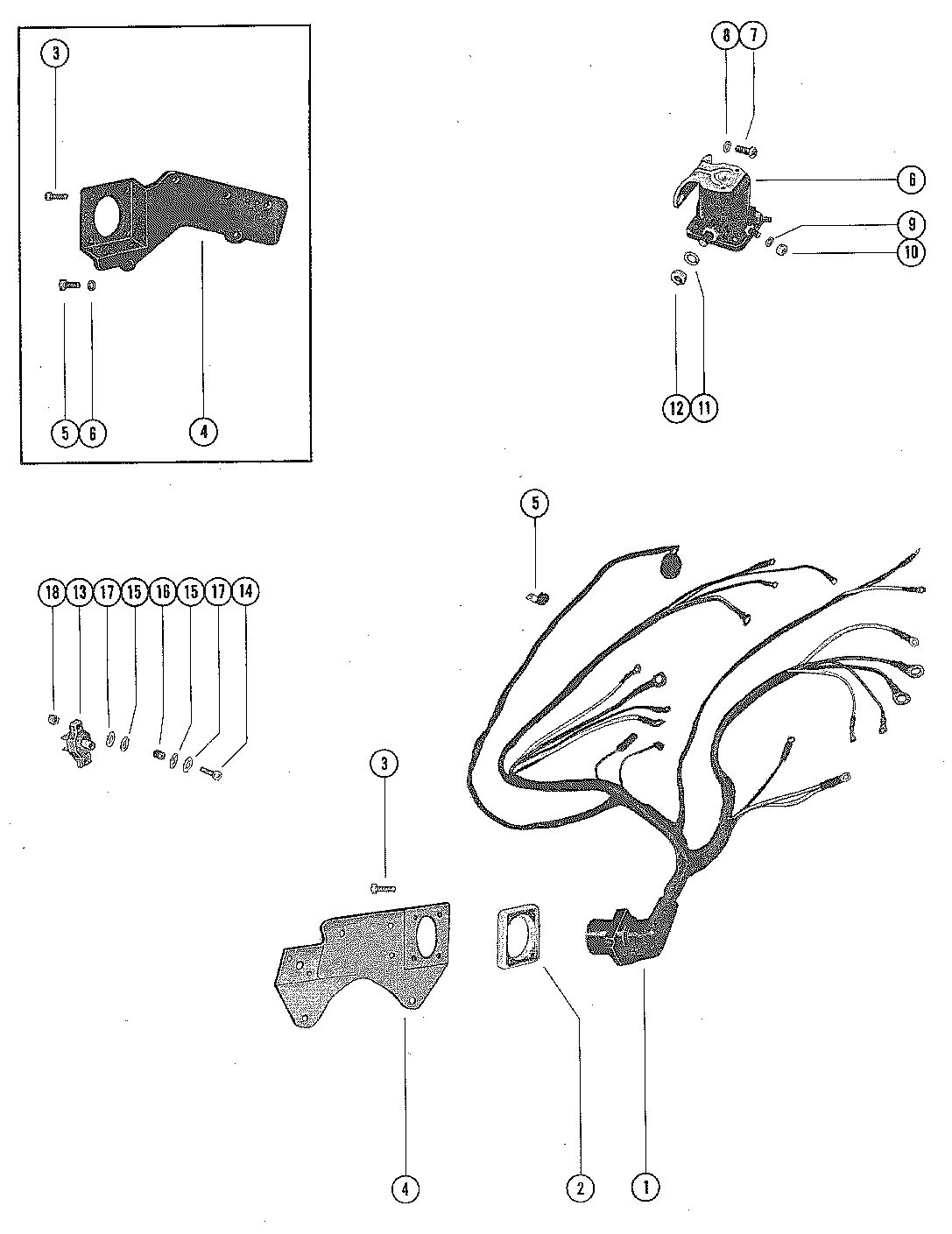 MERCRUISER 233 ENGINE WIRE HARNESS, CIRCUIT BREAKER AND STARTER SOLENOID(STERN)