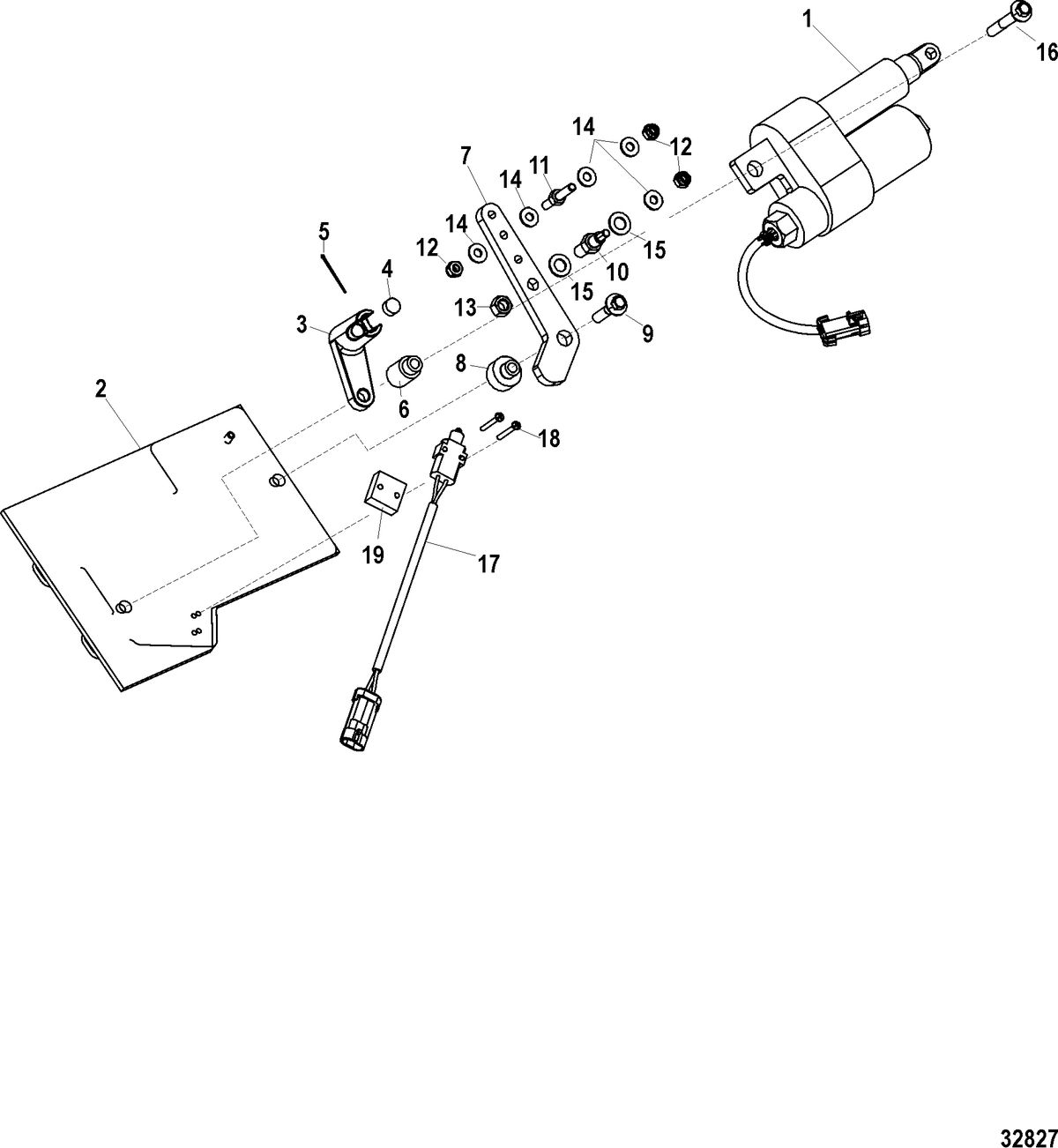 MERCRUISER 5.0, 350, 377 MAG MPI STERNDRIVE EC Shift Bracket, Digital Throttle and Shift