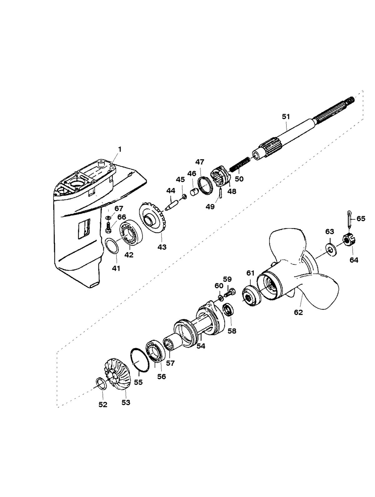 MARINER 30 H.P. (2 CYL./430 CC) GEAR HOUSING (PROPELLER SHAFT)