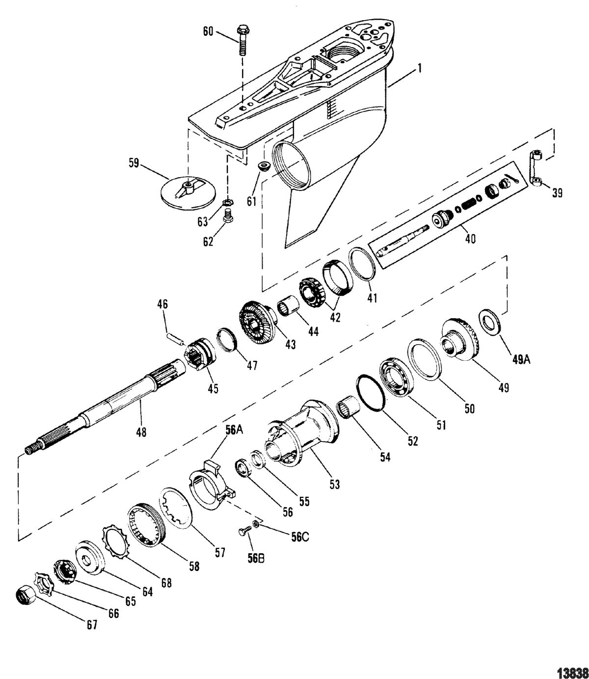 MERCRUISER ALPHA ONE GEN II STERNDRIVE AND TRANSOM ASSEMBLY Gear Housing, Propeller Shaft - Standard Rotation