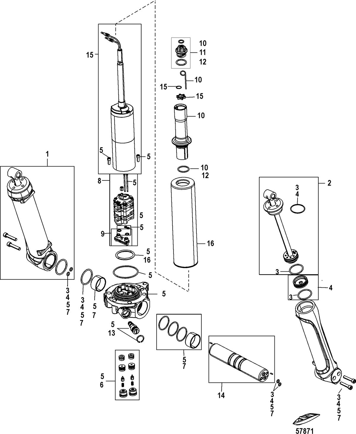 MERCURY/MARINER 200/225/250/275/300  VERADO (4-STROKE)(6 CYLINDER) Power Trim Components