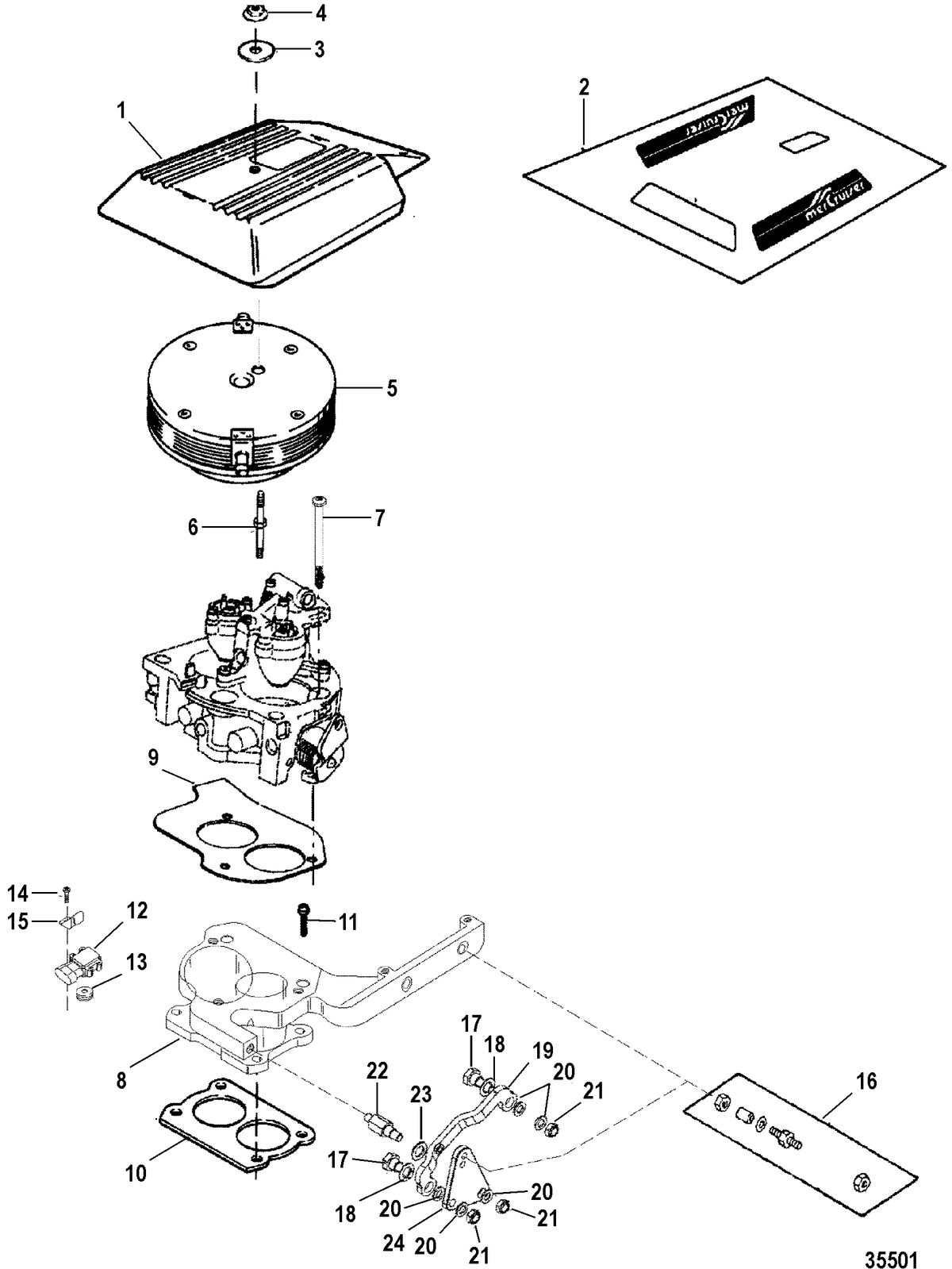 MERCRUISER 5.0L EFI ALPHA/BRAVO 5.7L EFI ALPHA/BRAVO (GEN +) ENGINE THROTTLE LINKAGE