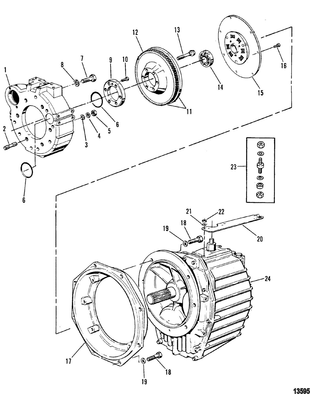 MERCRUISER 530 D-TA / 636 D -TA D183 TURBO AC/D219AC Flywheel Housing/Transmission(Mechanical Transmission)