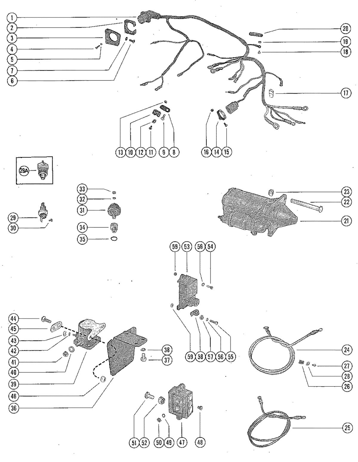 WIRING HARNESS, STARTER MOTOR, VOLTAGE REGULATOR AND RECTIFI