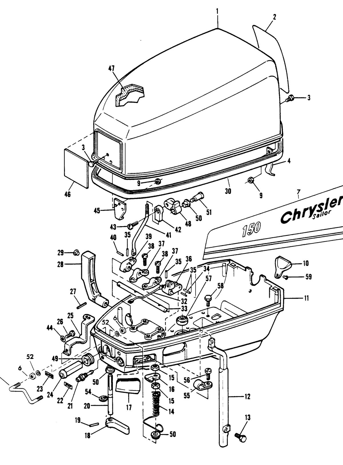 CHRYSLER 6 H.P. SAILOR ENGINE COVER AND SUPPORT PLATE