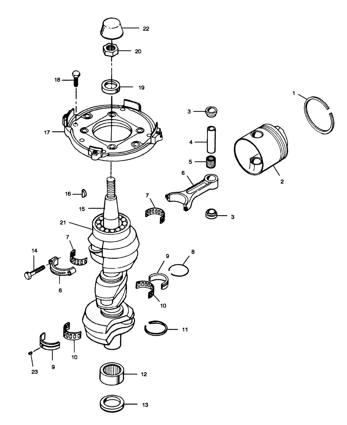 FORCE FORCE 1989 85 H.P. "B" MODELS CRANKSHAFT AND PISTON