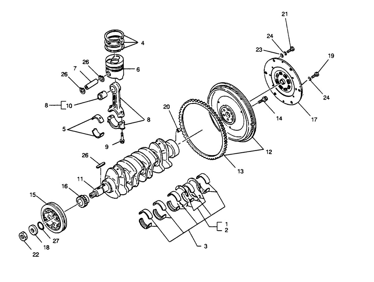 U.S. MARINE US MARINE W04CTI (210 H.P.) DIESEL CRANKSHAFT AND PISTON ASSEMBLY