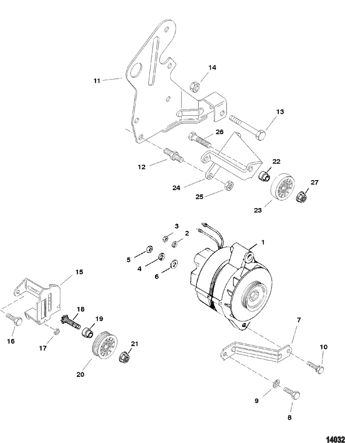 MERCRUISER 4.3L EFI ALPHA/BRAVO (262 C.I.D. GEN+) Alternator and Brackets(Mando)